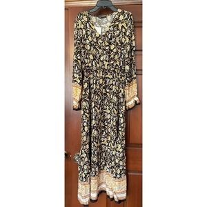 PrettyGarden boho floral button front maxi dress